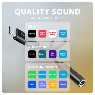 AXAGON ADA-HC, USB-C auf 3,5mm Klinke - Hi-Res DAC Audio Adapter, 384kHz/32bit, Stereo