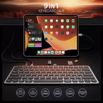 AXAGON HMC-KB-CS, USB 5Gbps Hub mit CZ/SK Tastatur, HDMI 4K/60Hz, 3x USB-A, SD/mSD, Audio, PD 100W, USB-C Kabel 60cm