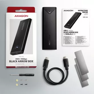 AXAGON EEM2-UB2, USB-C 10Gbps - M.2 NVMe SSD ARROW box, schwarz