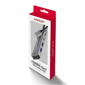 AXAGON HMC-5H60, USB 5Gbps Hub, Anschlüsse 2x USB-A, 1x USB-C, HDMI 4k/60, PD 100W, USB-C Kabel 15cm