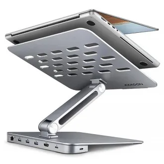 AXAGON HMC-STND, Ständer für 10"-17" Laptops, USB 5Gbps Hub, 3x USB-A, HDMI 4k/60Hz, RJ-45, PD 100W, USB-C Kabel 60cm - Gebraucht