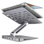 AXAGON HMC-STND, Ständer für 10"-17" Laptops, USB 5Gbps Hub, 3x USB-A, HDMI 4k/60Hz, RJ-45, PD 100W, USB-C Kabel 60cm
