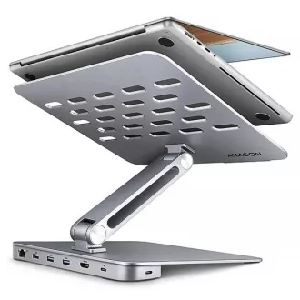 AXAGON HMC-STND, Ständer für 10"-17" Laptops, USB 5Gbps Hub, 3x USB-A, HDMI 4k/60Hz, RJ-45, PD 100W, USB-C Kabel 60cm