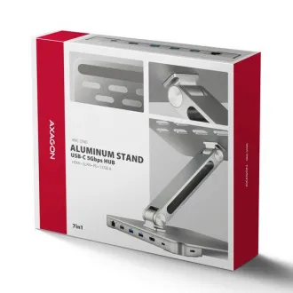 AXAGON HMC-STND, Ständer für 10"-17" Laptops, USB 5Gbps Hub, 3x USB-A, HDMI 4k/60Hz, RJ-45, PD 100W, USB-C Kabel 60cm - Gebraucht