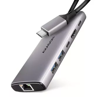 AXAGON HMC-6G2L, USB 10Gb/s Hub, 2x USB-A, 1x USB-C, HDMI 4k/60, RJ-45, PD 100W, USB-C Kabel 15cm
