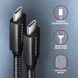 AXAGON BUCM32-CM15AB, SPEED Kabel USB-C <-> USB-C, 1.5m, USB 20Gbps, PD 100W 5A, 4K HD, ALU, Geflecht, schwarz AXAGON BUCM32-CM15AB, SPEED Kabel USB-C <-> USB-C, 1.5m, USB 20Gbps, PD 100W 5A, 4K HD, ALU, Geflecht, schwarz