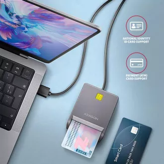 AXAGON CRE-SM3T, USB-A FlatReader Kontaktkartenleser Smartcard (eObčanka), Kabel 1,3m