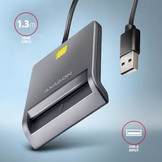 AXAGON CRE-SM3T, USB-A FlatReader Kontaktkartenleser Smartcard (eObčanka), Kabel 1,3m