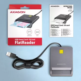 AXAGON CRE-SM3T, USB-A FlatReader Kontaktkartenleser Smartcard (eObčanka), Kabel 1,3m