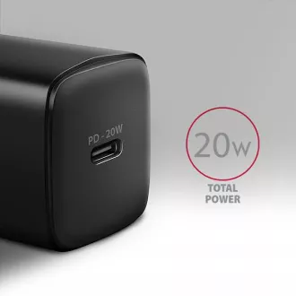AXAGON ACU-PD20, 20W Netzladegerät, 1x USB-C Anschluss, PD3.0/PPS/QC4 /AFC/Apple, schwarz