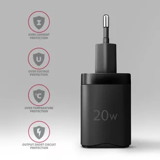 AXAGON ACU-PD20, 20W Netzladegerät, 1x USB-C Anschluss, PD3.0/PPS/QC4 /AFC/Apple, schwarz