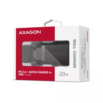 AXAGON ACU-PD20, 20W Netzladegerät, 1x USB-C Anschluss, PD3.0/PPS/QC4 /AFC/Apple, schwarz