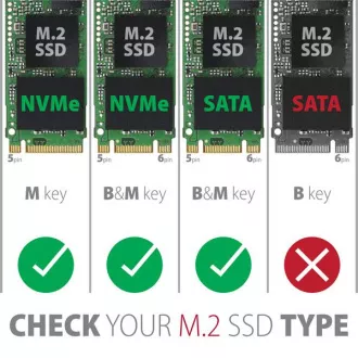 AXAGON EEM2-GTS2, USB-C 10Gbps - M.2 NVMe & SATA SSD Metallgehäuse THIN, schraubenlos AXAGON EEM2-GTS2, USB-C 10Gbps - M.2 NVMe & SATA SSD Metallgehäuse THIN, schraubenlos