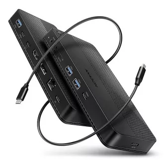 AXAGON HMC-U4, USB4 40Gbps-Dock, 3x USB-A, 2x USB-C, HDMI & DP 8K/30Hz, RJ-45, SD/mSD, Audio, PD 100W, USB-C-Kabel 80cm
