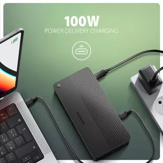 AXAGON HMC-U4, USB4 40Gbps-Dock, 3x USB-A, 2x USB-C, HDMI & DP 8K/30Hz, RJ-45, SD/mSD, Audio, PD 100W, USB-C-Kabel 80cm