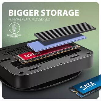 AXAGON HMC-UFO, USB 10Gbps Hub, 2x USB-A, USB-C, HDMI 4k/60, RJ-45, M.2 Slot, SD/mSD, Audio, PD 100W, USB-C Kabel 65cm AXAGON HMC-UFO, USB 10Gbps Hub, 2x USB-A, USB-C, HDMI 4k/60, RJ-45, M.2 Slot, SD/mSD, Audio, PD 100W, USB-C Kabel 65cm