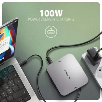 AXAGON HMC-UFO, USB 10Gbps Hub, 2x USB-A, USB-C, HDMI 4k/60, RJ-45, M.2 Slot, SD/mSD, Audio, PD 100W, USB-C Kabel 65cm AXAGON HMC-UFO, USB 10Gbps Hub, 2x USB-A, USB-C, HDMI 4k/60, RJ-45, M.2 Slot, SD/mSD, Audio, PD 100W, USB-C Kabel 65cm