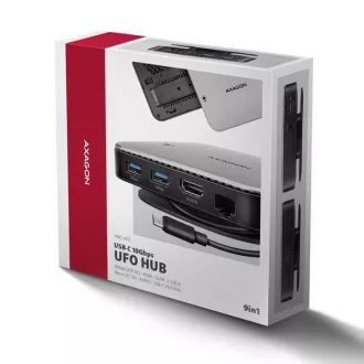 AXAGON HMC-UFO, USB 10Gbps Hub, 2x USB-A, USB-C, HDMI 4k/60, RJ-45, M.2 Slot, SD/mSD, Audio, PD 100W, USB-C Kabel 65cm AXAGON HMC-UFO, USB 10Gbps Hub, 2x USB-A, USB-C, HDMI 4k/60, RJ-45, M.2 Slot, SD/mSD, Audio, PD 100W, USB-C Kabel 65cm