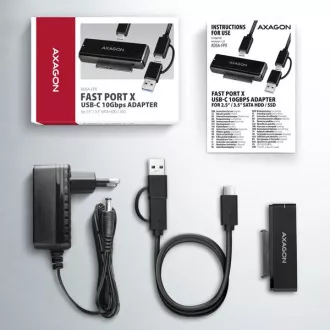 AXAGON ADSA-FPX, USB-C 10Gbps - SATA 6G, 2,5"/3,5" SSD/HDD FAST PORT X Adapter, inkl. AC-Netzteil AXAGON ADSA-FPX, USB-C 10Gbps - SATA 6G, 2,5"/3,5" SSD/HDD FAST PORT X Adapter, inkl. AC-Netzteil