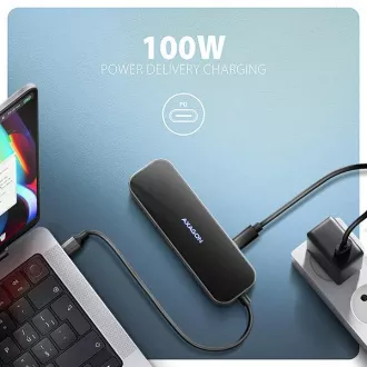 AXAGON HMC-6GLN, USB 5Gbps Hub, 2x USB-A, USB-C, HDMI 4k/60Hz, RJ-45 GLAN, PD 100W, USB-C Kabel 20cm AXAGON HMC-6GLN, USB 5Gbps Hub, 2x USB-A, USB-C, HDMI 4k/60Hz, RJ-45 GLAN, PD 100W, USB-C Kabel 20cm