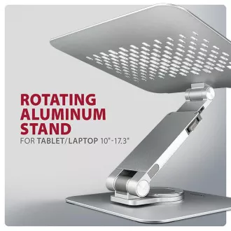 AXAGON STND-LR Aluminium-Laptop-Ständer 10"-17,3" höhen- und winkelverstellbar, drehbar, grau