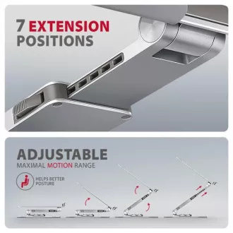 AXAGON STND-LR Aluminium-Laptop-Ständer 10"-17,3" höhen- und winkelverstellbar, drehbar, grau