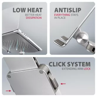 AXAGON STND-LR Aluminium-Laptop-Ständer 10"-17,3" höhen- und winkelverstellbar, drehbar, grau