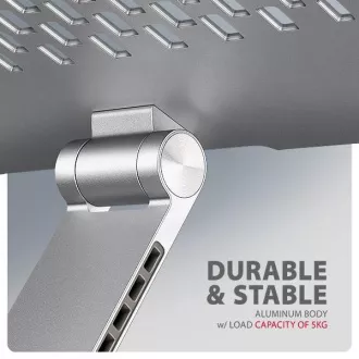 AXAGON STND-LR Aluminium-Laptop-Ständer 10"-17,3" höhen- und winkelverstellbar, drehbar, grau