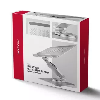 AXAGON STND-LR Aluminium-Laptop-Ständer 10"-17,3" höhen- und winkelverstellbar, drehbar, grau