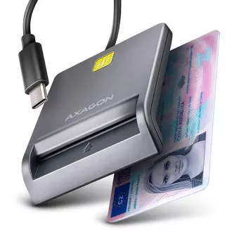 AXAGON CRE-SM3TC, USB-C FlatReader kontaktbehafteter Kartenleser Smartcard (eCard), Kabel 1,2m