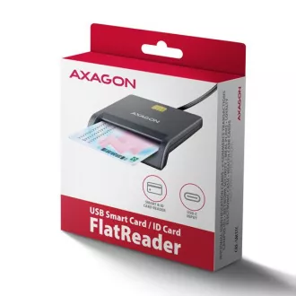AXAGON CRE-SM3TC, USB-C FlatReader kontaktbehafteter Kartenleser Smartcard (eCard), Kabel 1,2m