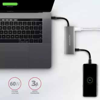 AXAGON HMC-5G21, USB 10Gb/s Hub, 2x USB-A, 2x USB-C, HDMI 4k/30, PD 60W, USB-C Kabel 13cm