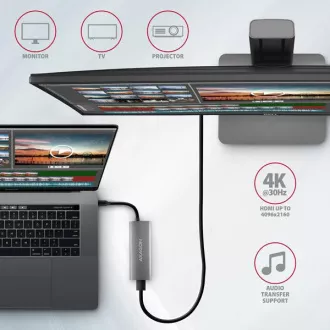 AXAGON HMC-5G21, USB 10Gb/s Hub, 2x USB-A, 2x USB-C, HDMI 4k/30, PD 60W, USB-C Kabel 13cm