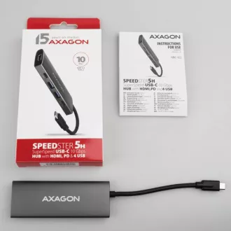 AXAGON HMC-5G21, USB 10Gb/s Hub, 2x USB-A, 2x USB-C, HDMI 4k/30, PD 60W, USB-C Kabel 13cm