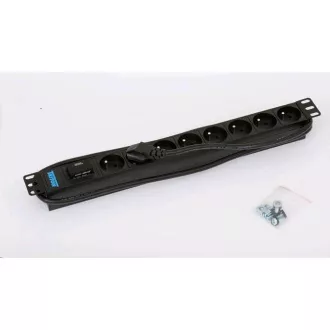 TRITON 19" Verteilerfeld 8x230V DIN - 2m, Blitzableiter, schwarz