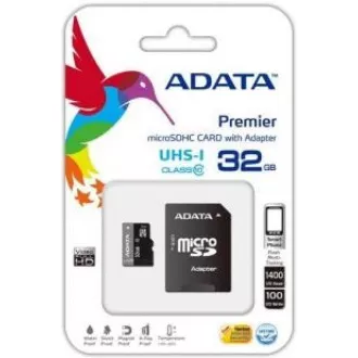 ADATA MicroSDHC-Karte 32 GB UHS-I Klasse 10 + SD-Adapter, Premier