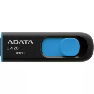 ADATA Flash Disk 64GB UV128, USB 3.1 Dash Drive (R: 90 / B: 40 MB/s) schwarz / blau