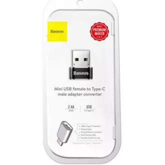 Baseus USB-Stecker auf USB-C-Buchse Adapter 3A, OTG, schwarz