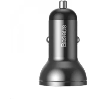 Baseus Dual USB Autoadapter mit Display 4, 8A 24W, grau