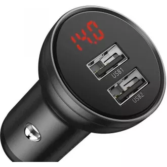 Baseus Dual USB Autoadapter mit Display 4, 8A 24W, grau