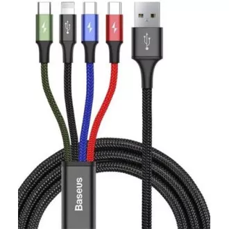 Baseus Schnelllade-/Datenkabel 4in1 Lightning + 2* USB-C + Micro USB 3,5A 1, 2m, schwarz