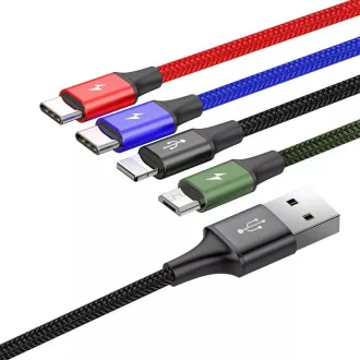 Baseus Schnelllade-/Datenkabel 4in1 Lightning + 2* USB-C + Micro USB 3,5A 1, 2m, schwarz