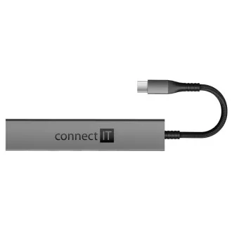 CONNECT IT USB-C Hub, 2x USB-A, 1x USB-C, 1x SD-Karte, 1x MicroSD-Karte, grau CONNECT IT USB-C Hub, 2x USB-A, 1x USB-C, 1x SD-Karte, 1x MicroSD-Karte, grau