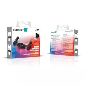 CONNECT IT Microphone ClipMic, 2x drahtloses Lavalier-Mikrofon mit Empfänger, USB-C Anschluss, schwarz