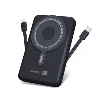 CONNECT IT Powerbank TravelCharge, MagSafe, 10000mAh, USB-C, Lightning, Grau CONNECT IT Powerbank TravelCharge, MagSafe, 10000mAh, USB-C, Lightning, Grau