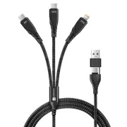CONNECT IT Ladekabel Wirez 6in1, USB-C/USB, Lightning   2x USB-C, 1,25m, schwarz