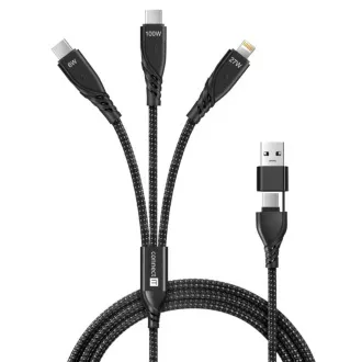 CONNECT IT Ladekabel Wirez 6in1, USB-C/USB, Lightning 2x USB-C, 1,25m, schwarz CONNECT IT Ladekabel Wirez 6in1, USB-C/USB, Lightning 2x USB-C, 1,25m, schwarz