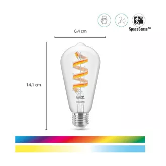 PHILIPS WiZ Wi-Fi BLE ST64 E27 6, 3 W - farbige Glühbirne, einstellbare Temperatur, dimmbar PHILIPS WiZ Wi-Fi BLE ST64 E27 6, 3 W - farbige Glühbirne, einstellbare Temperatur, dimmbar