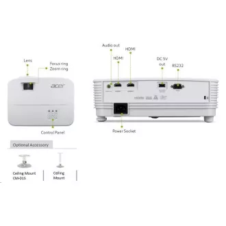 ACER Projektor H6542, 1080p (1920x1080), 4000 ANSI, 13.000:1, 2 x HDMI, 1x3W Lautsprecher, 2,4Kg, LumiSense, ColorBoost 3D
