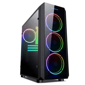 VeinX Gehäuse Mars MAR01A Mid Tower, ohne Netzteil, 3xUSB, transparente Seitenwand, 4xARGB Lüfter 120mm, schwarz - Unverpackt